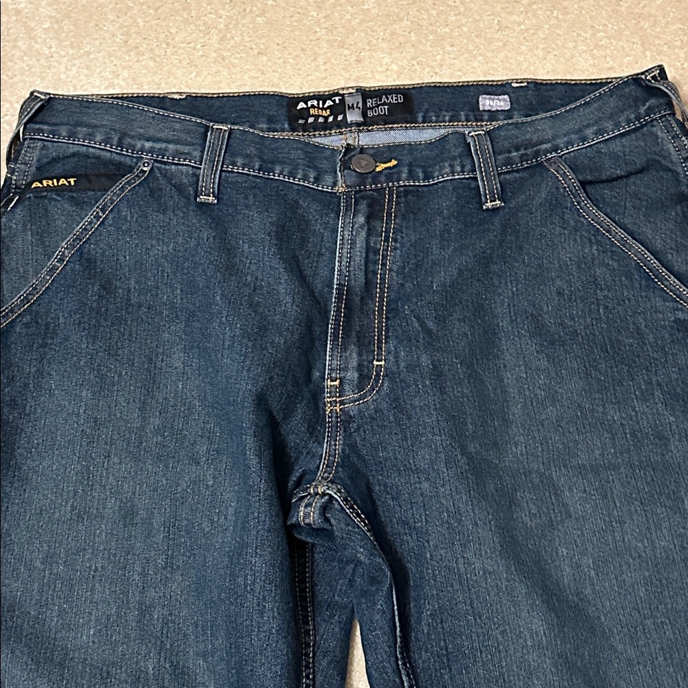Ariat Rebar M4 Relaxed bootMen's Dark Blue carpenter Jeans size 38x34